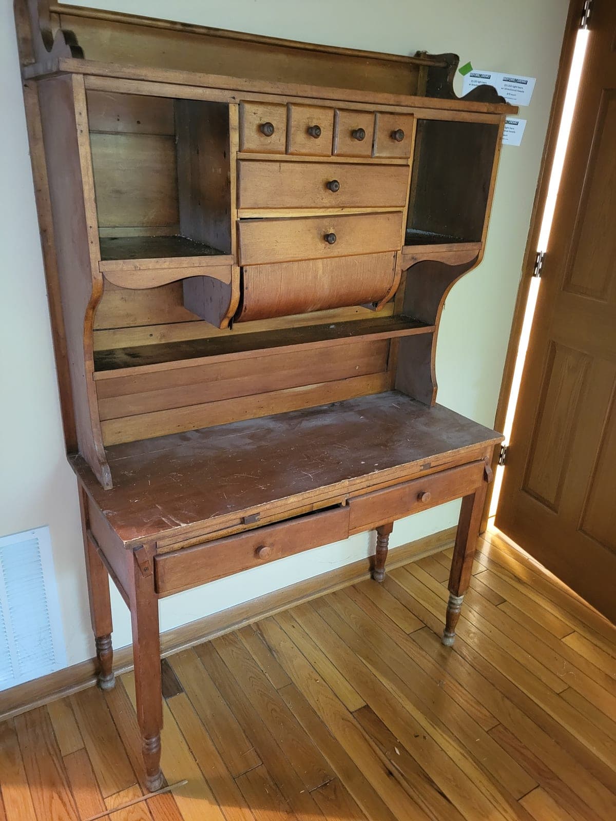 Antique Primitive Farmhouse Kitchen Desk / Cupboard / Hutch, Early 1900s