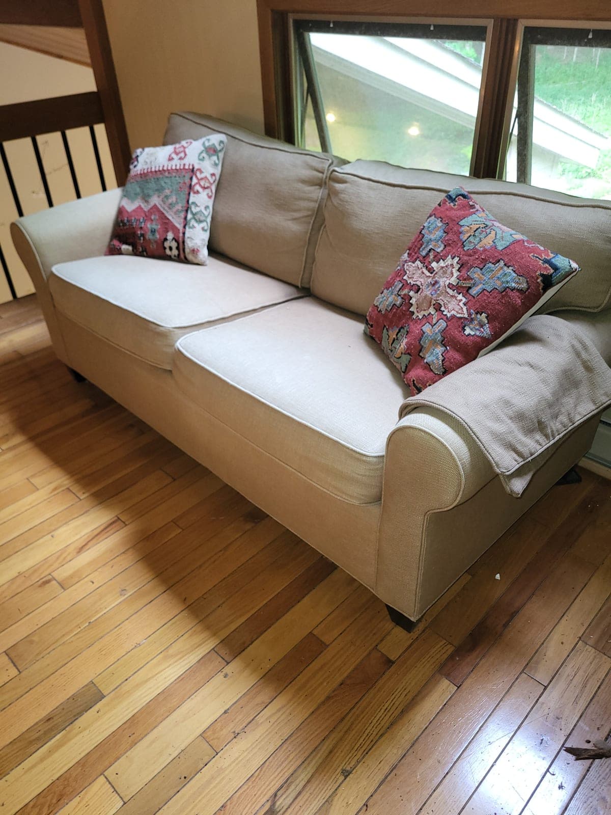 Cream couch 65" & pillows